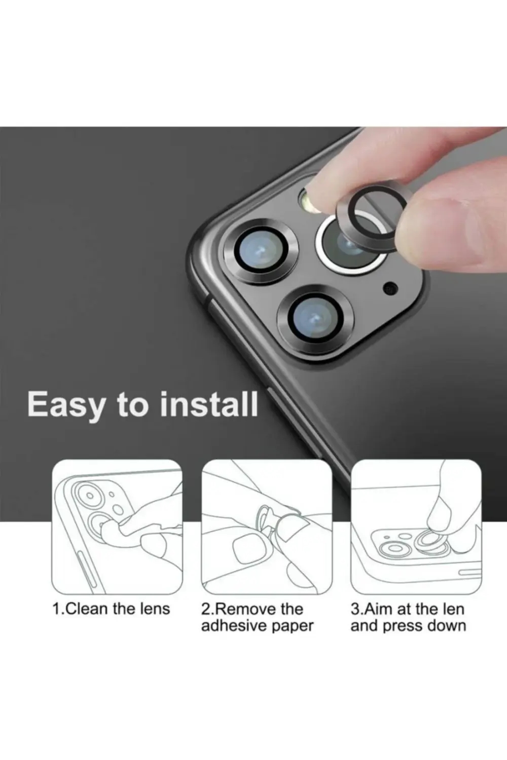 Apple iPhone 16 Pro Max - Pro Metal Çerçeveli Kamera Koruma Lensi