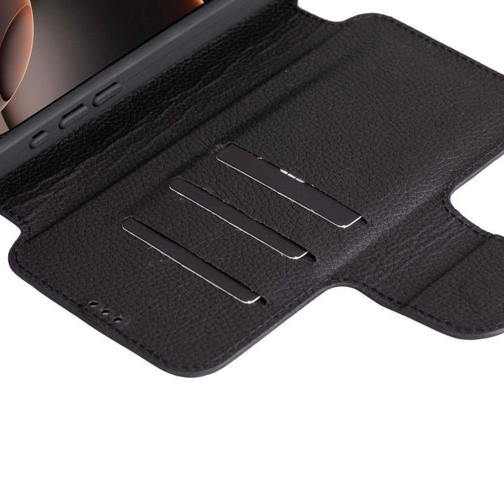 Apple iPhone 16 Pro Max uyumlu, Hakiki Deri, El Yapımı, Cüzdanlı