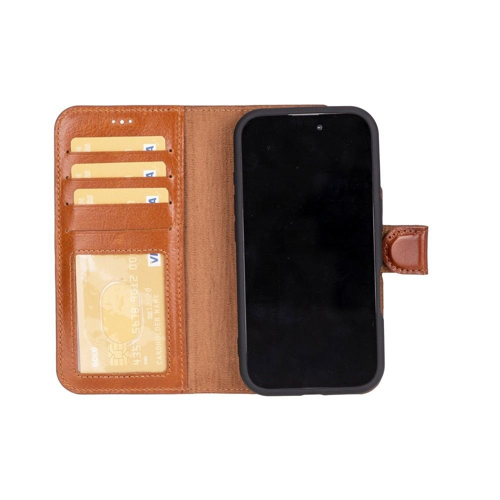 Apple iPhone 16 Plus uyumlu, Hakiki Deri, El Yapımı, Cüzdanlı Kıl