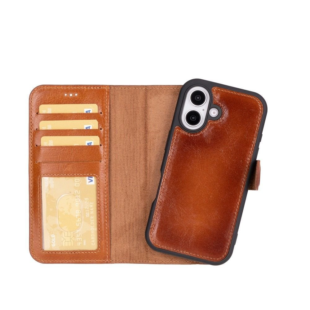 Apple iPhone 16 Plus uyumlu, Hakiki Deri, El Yapımı, Cüzdanlı Kıl