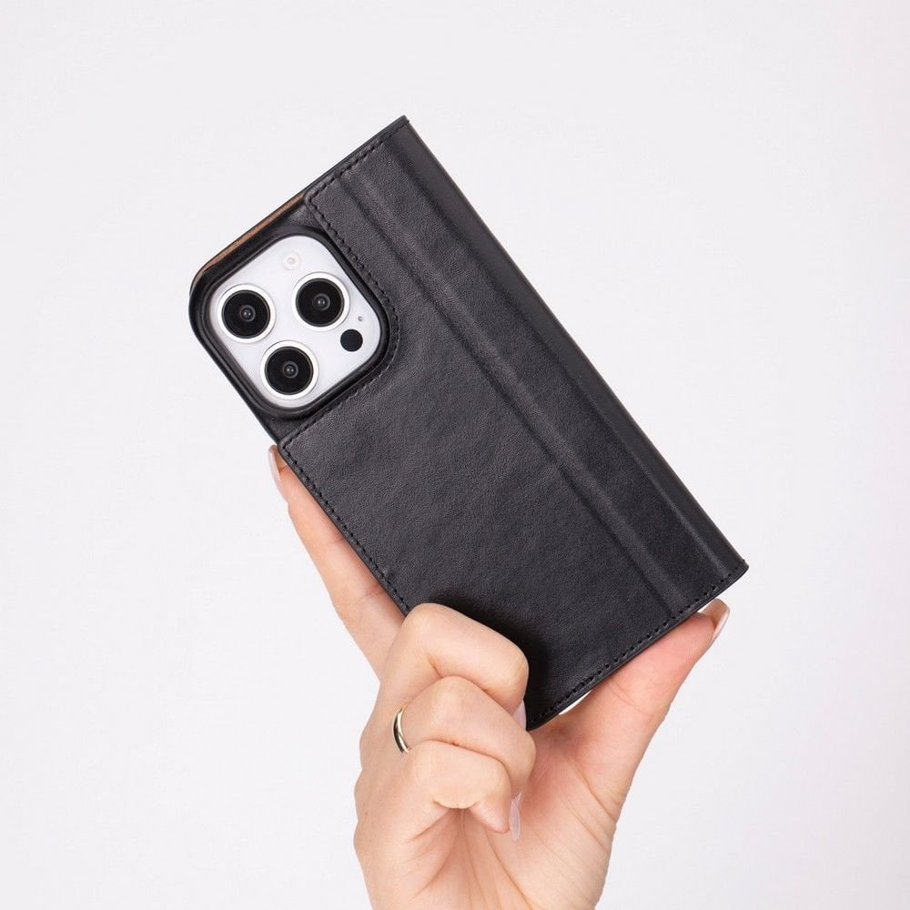 Apple iPhone 16 Pro uyumlu, Hakiki Deri, El Yapımı, Cüzdanlı Kılı
