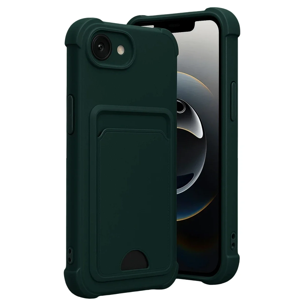 Apple iPhone 16E Kelvin Kartvizitli Silikon - Koyu Yeşil Apple iPhone 16E Kelvin Kartvizitli Silikon - Koyu Yeşil