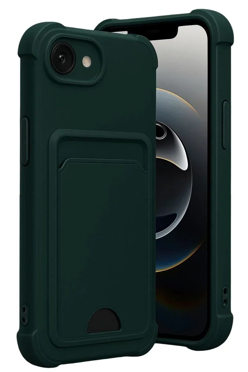 Apple iPhone 16E Kelvin Kartvizitli Silikon - Koyu Yeşil Apple iPhone 16E Kelvin Kartvizitli Silikon - Koyu Yeşil