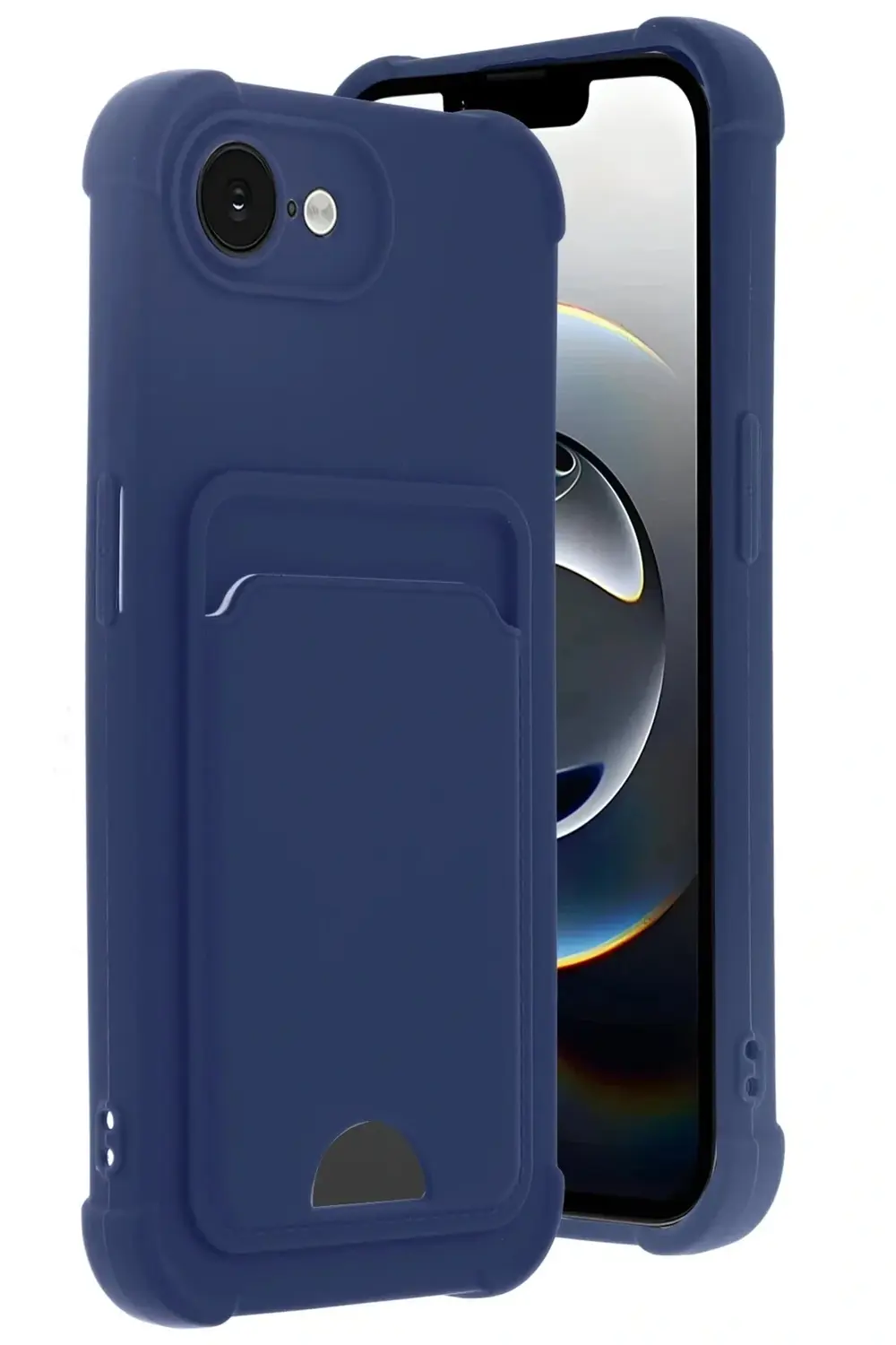 Apple iPhone 16E Kelvin Kartvizitli Silikon - Lacivert-(5796)