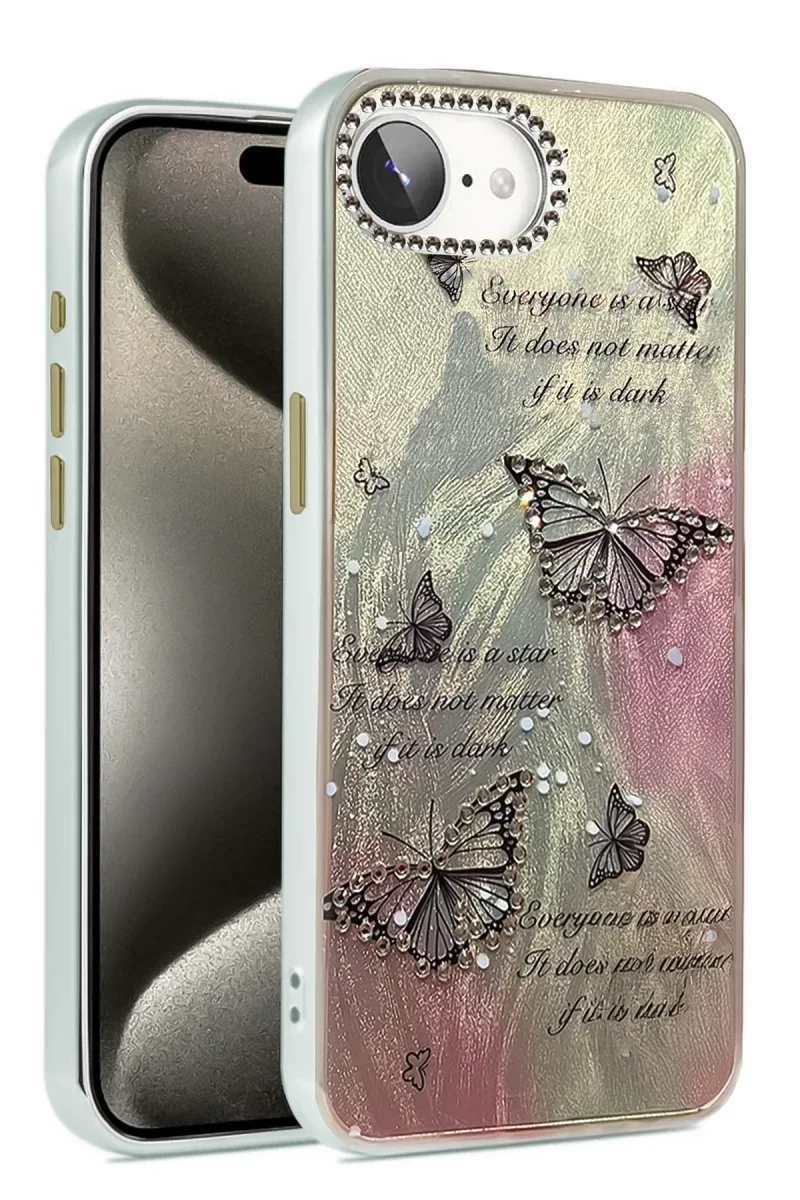 Apple iPhone 16E Kılıf Blade Aynalı Desenli Kapak - Desen 6