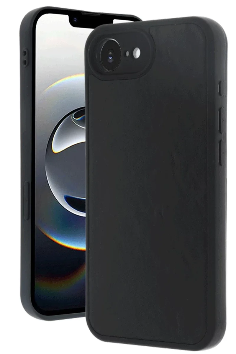 Apple iPhone 16E Kılıf Aras Deri Kapak - Siyah