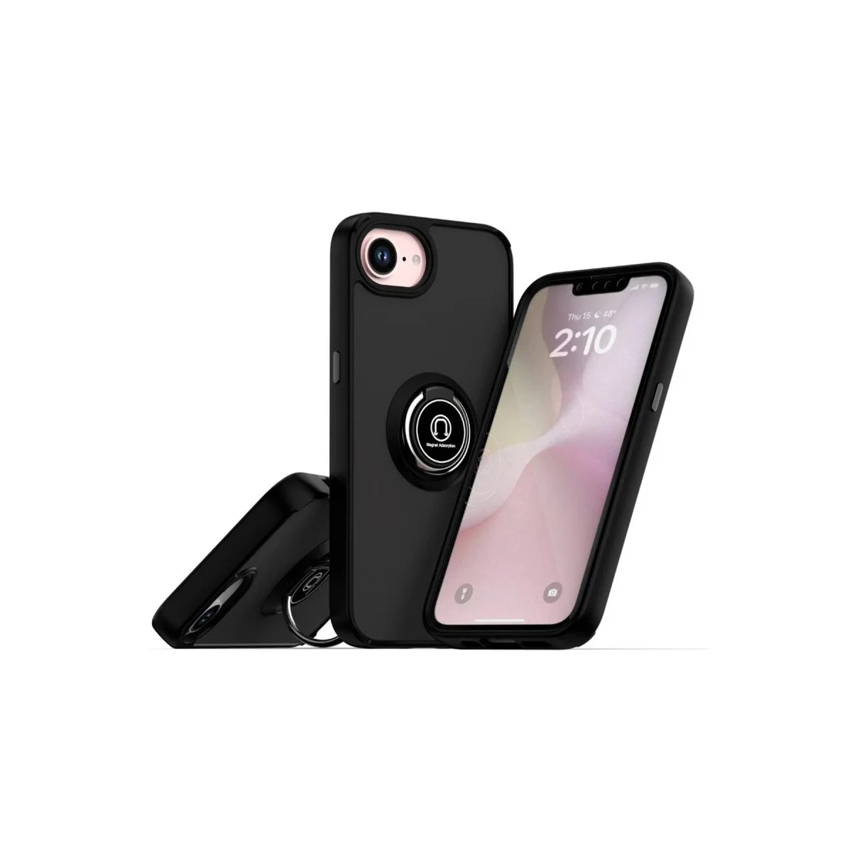 Apple İphone 16e Kılıf Montreal Yüzüklü Silikon Kapak - Siyah Apple İphone 16e Kılıf Montreal Yüzüklü Silikon Kapak - Siyah