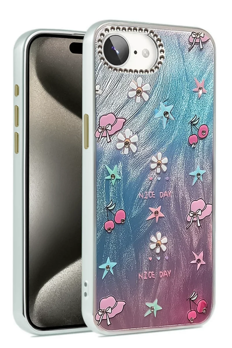 Apple iPhone 16E Kılıf Blade Aynalı Desenli Kapak - Desen 4