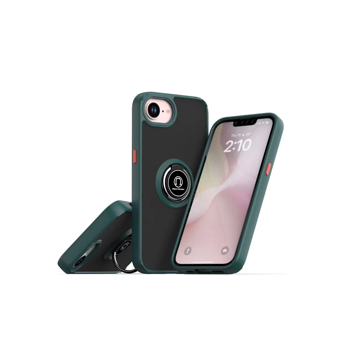 Apple iPhone 16E Kılıf Montreal Yüzüklü Silikon Kapak - Yeşil