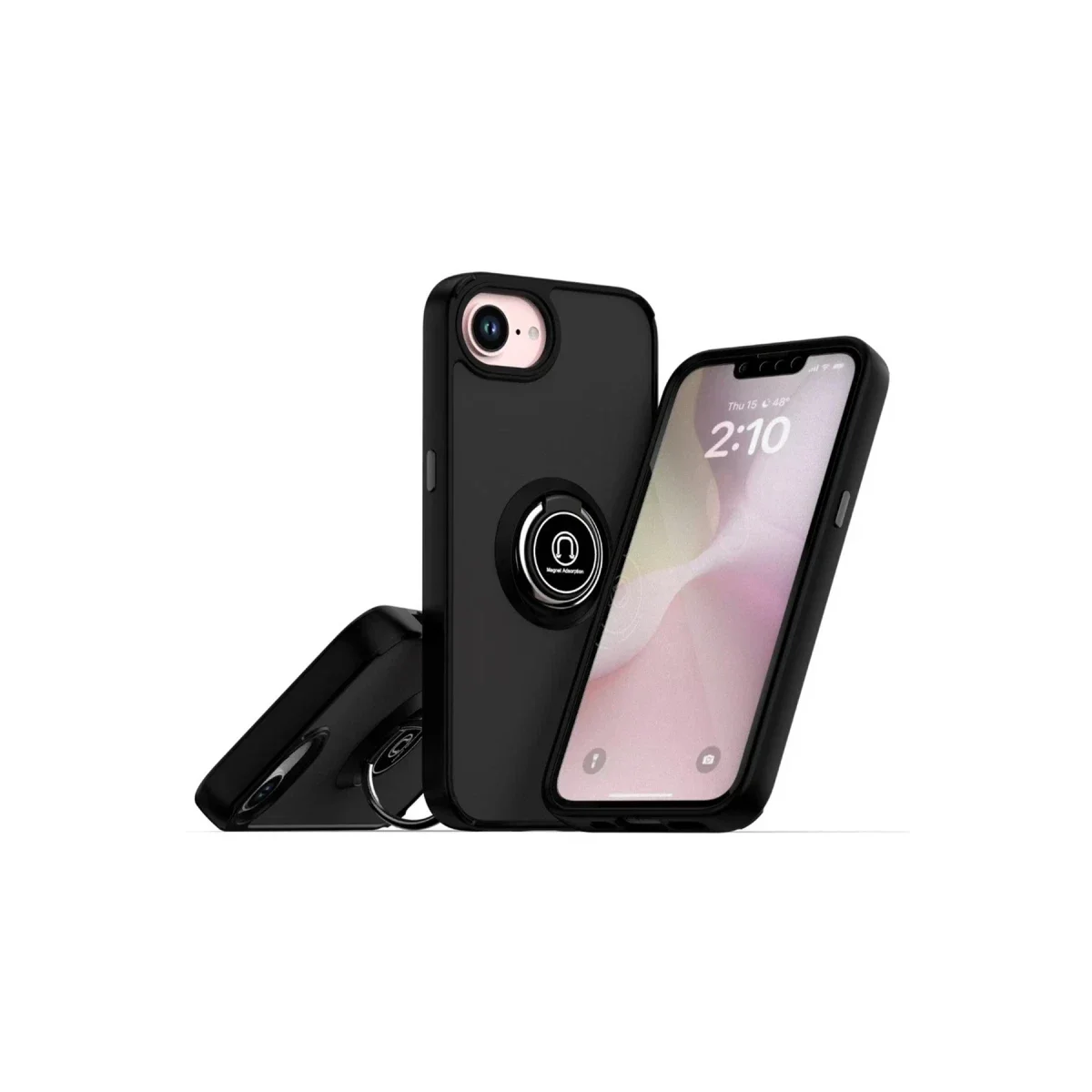 Apple iPhone 16E Kılıf Montreal Yüzüklü Silikon Kapak - Siyah Apple iPhone 16E Kılıf Montreal Yüzüklü Silikon Kapak - Siyah