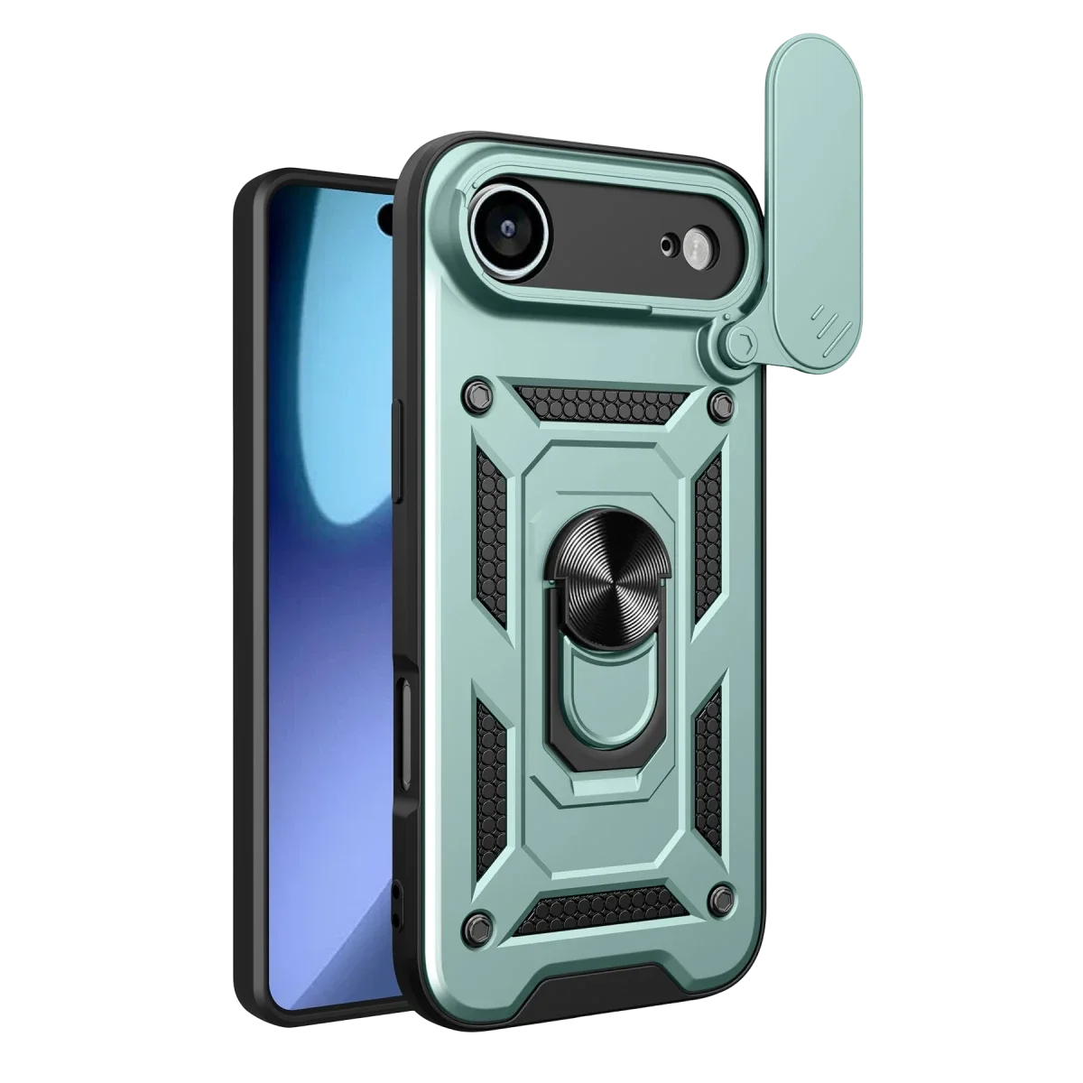 Apple iPhone 17 Air Pars Lens Yüzüklü Silikon - Yeşil Apple iPhone 17 Air Pars Lens Yüzüklü Silikon - Yeşil