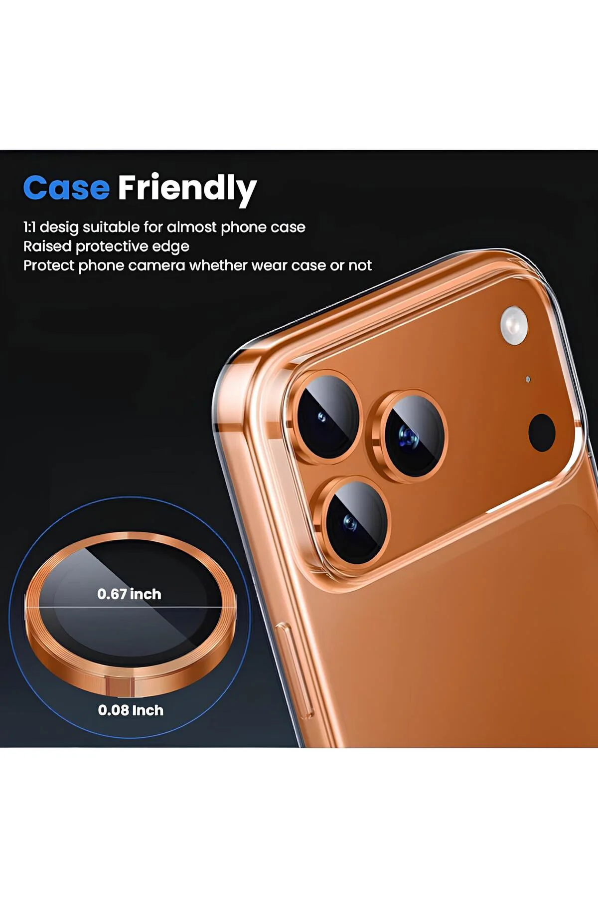 Apple iPhone 17 Air Metal Çerçeveli Kamera Koruma Lensi Gold