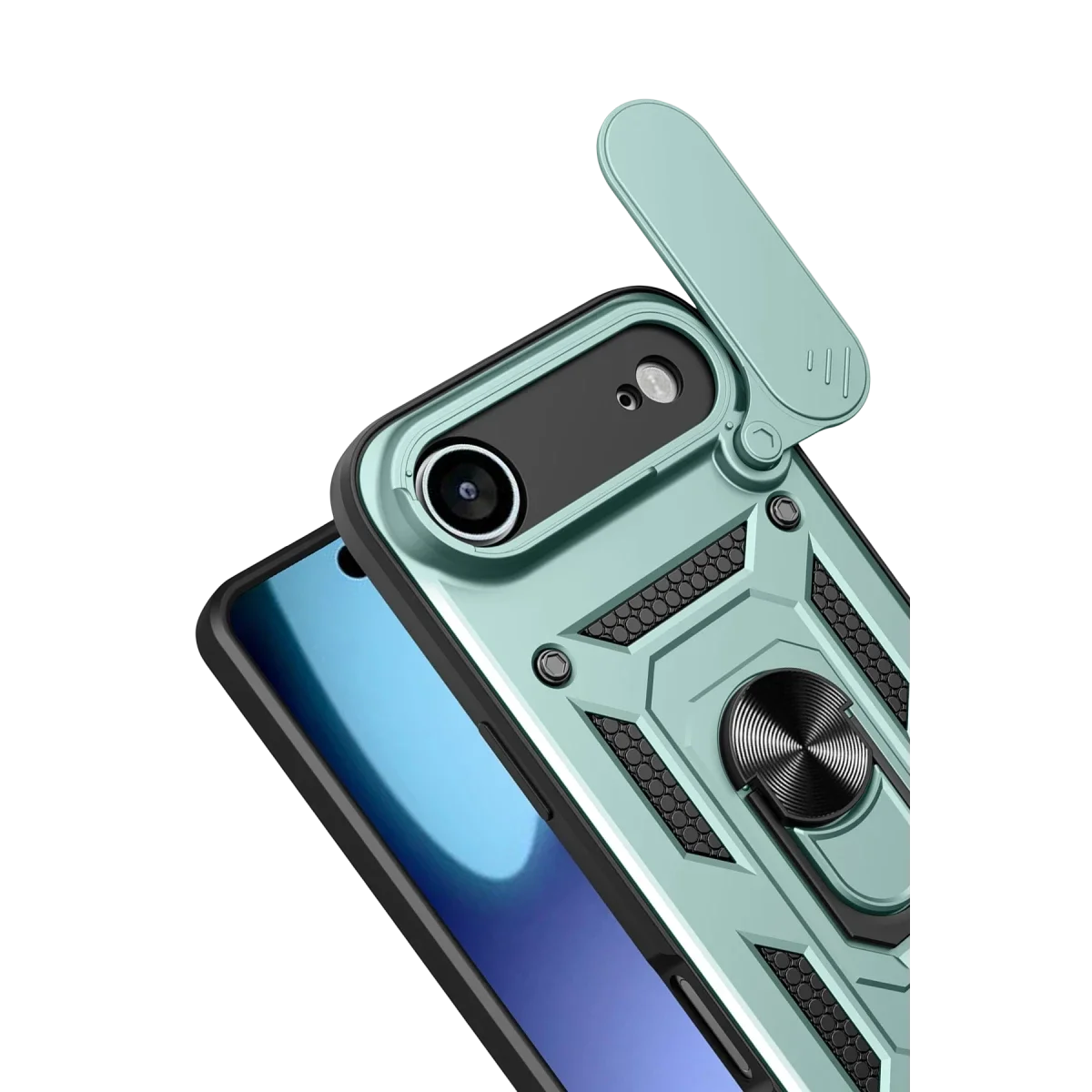 Apple iPhone 17 Air Pars Lens Yüzüklü Silikon - Yeşil Apple iPhone 17 Air Pars Lens Yüzüklü Silikon - Yeşil - Görsel 3