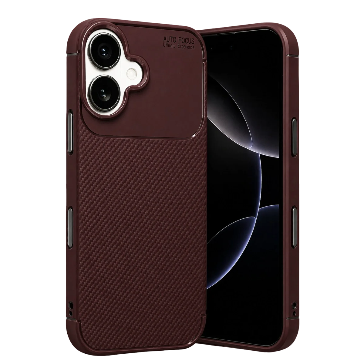 Apple İphone 17 Auto Focus Karbon Kapak - Bordo Apple İphone 17 Auto Focus Karbon Kapak - Bordo