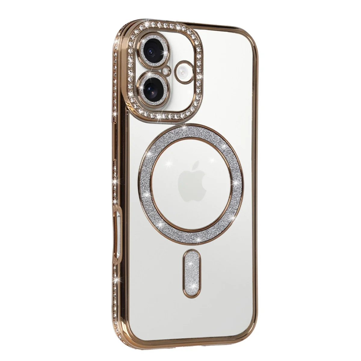 Apple İphone 17 Joke Simli Magneticsafe Kılıf - Gold