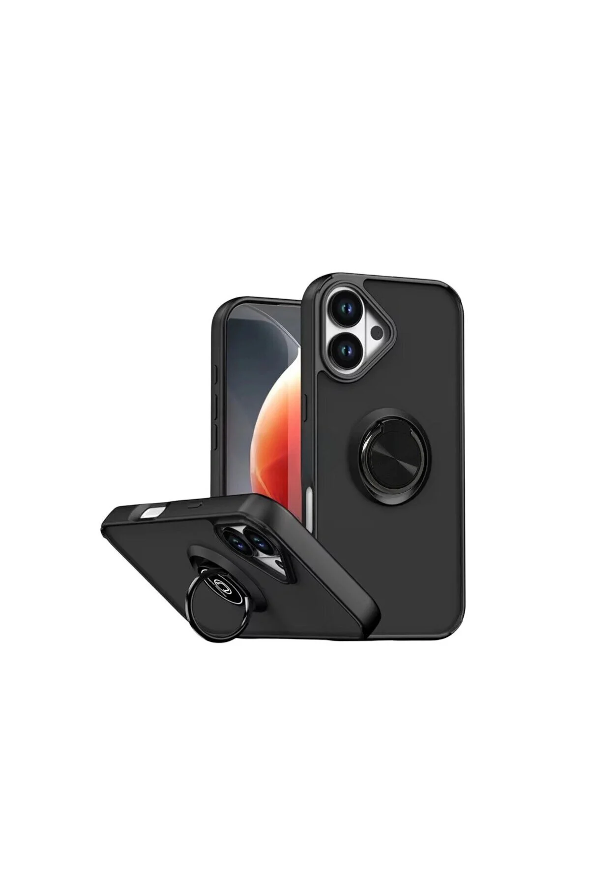 Apple İphone 17 Montreal Yüzüklü Silikon Kapak - Siyah