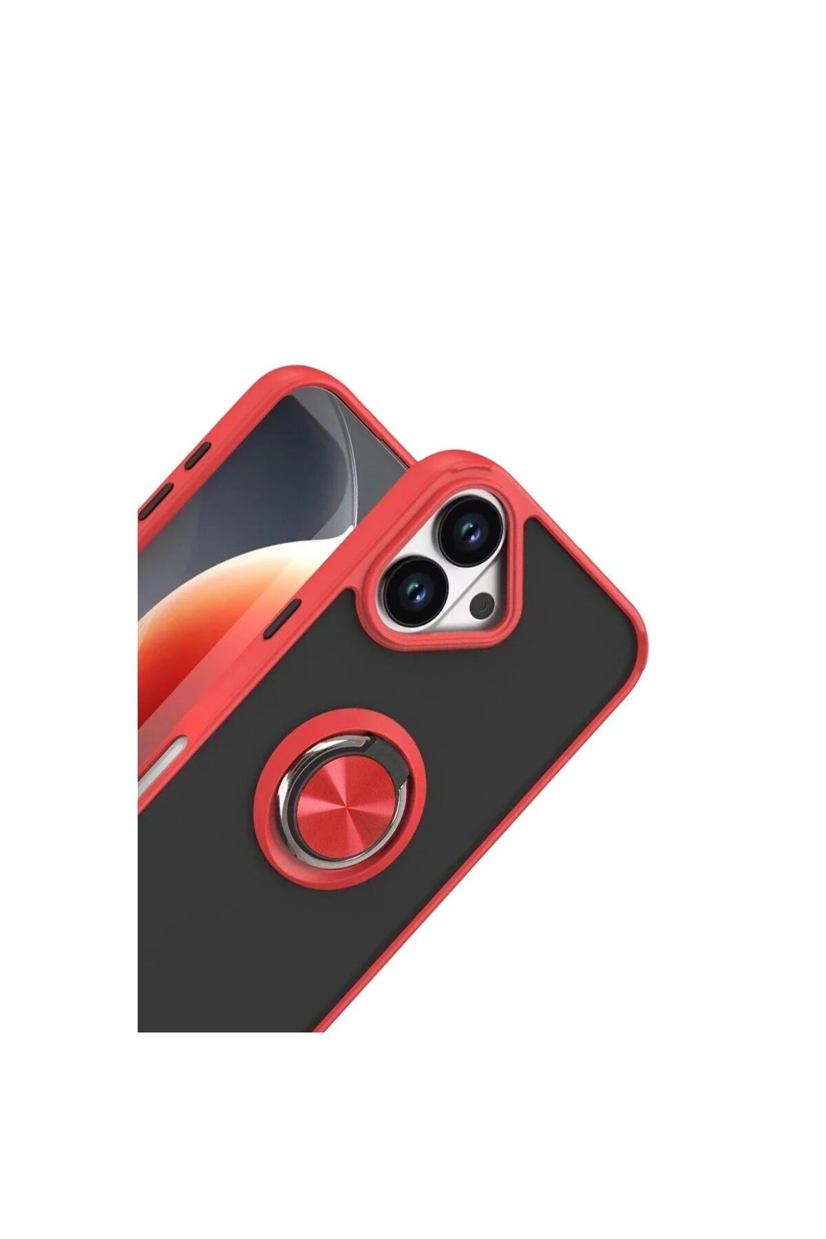 Apple İphone 17 Montreal Yüzüklü Silikon Kapak - Kırmızı