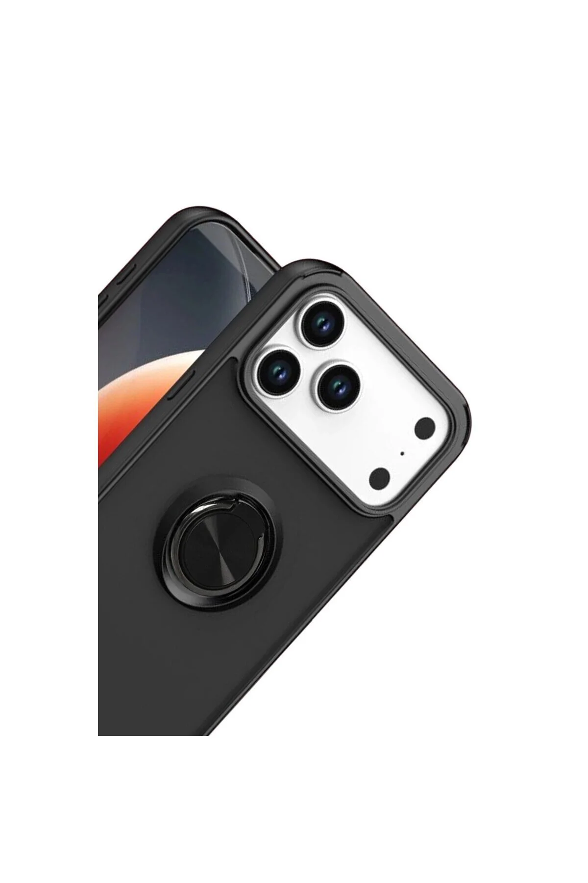 Apple İphone 17 Pro Montreal Yüzüklü Silikon Kapak - Siyah