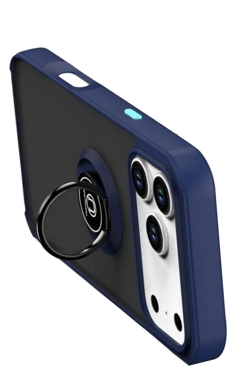 Apple iPhone 17 Pro Max Montreal Yüzüklü Silikon Kapak - Lacivert