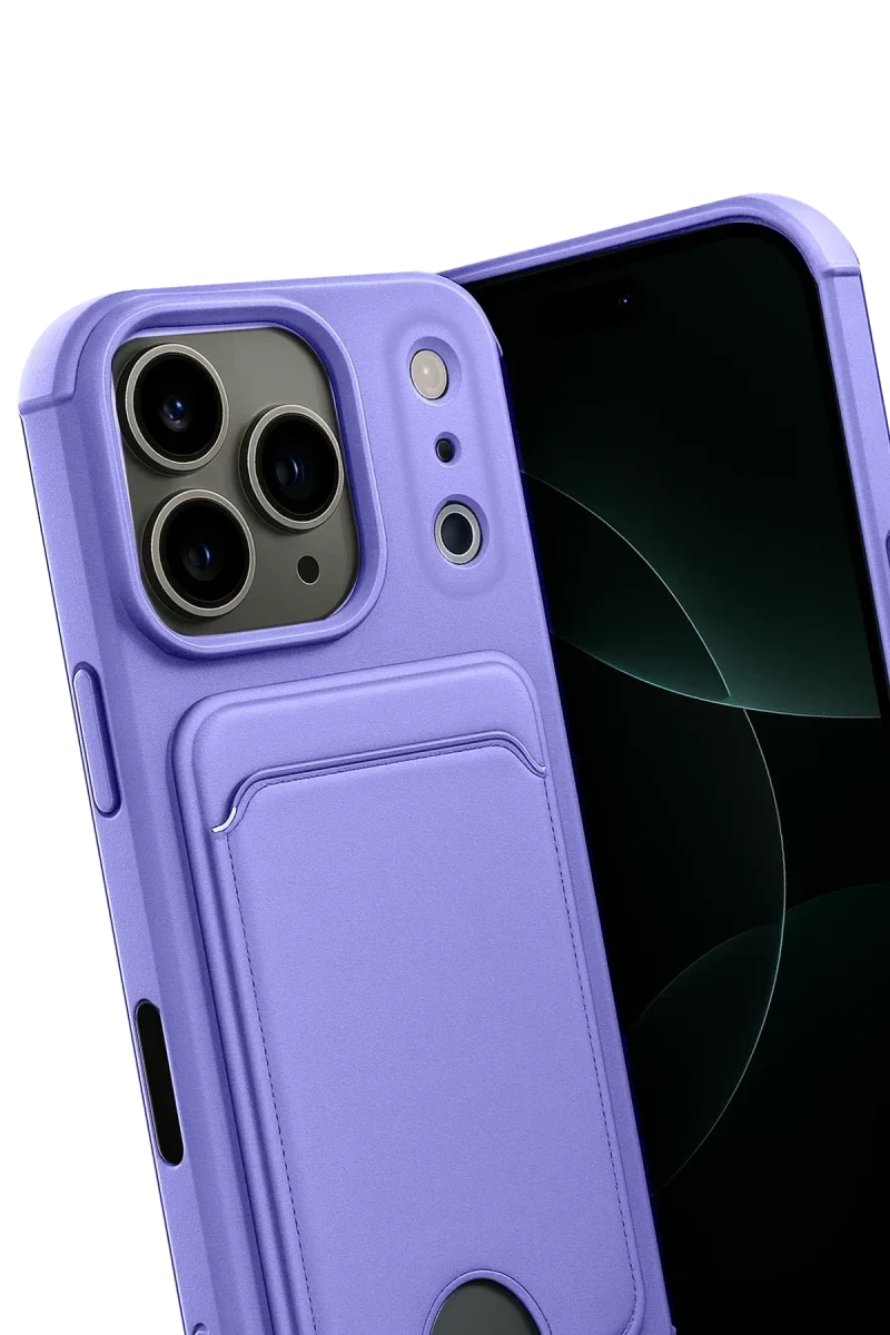 Apple iPhone 17 Pro Kelvin Kartvizitli Silikon - Lila Apple iPhone 17 Pro Kelvin Kartvizitli Silikon - Lila