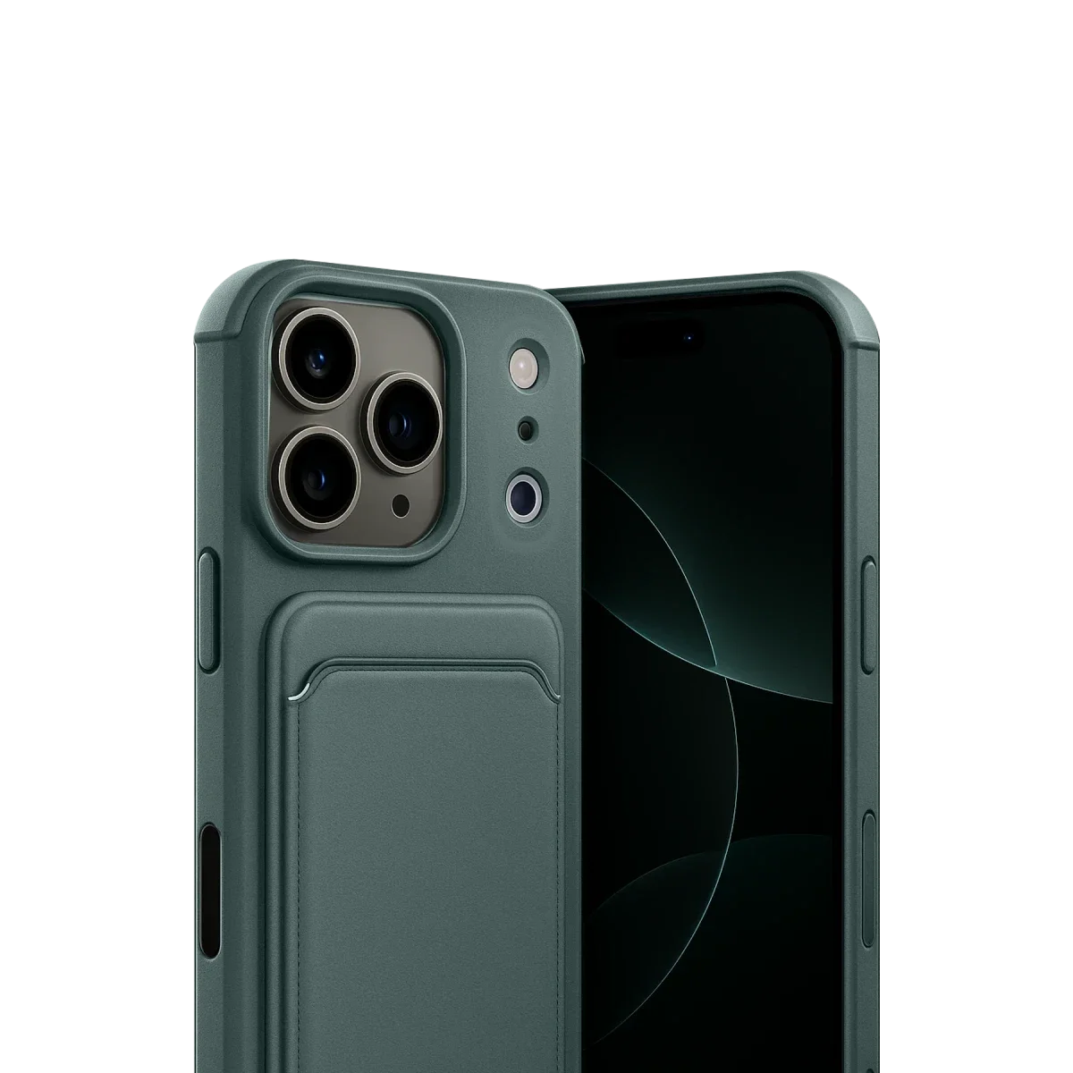 Apple iPhone 17 Pro Max Kelvin Kartvizitli Silikon - Koyu Yeşil