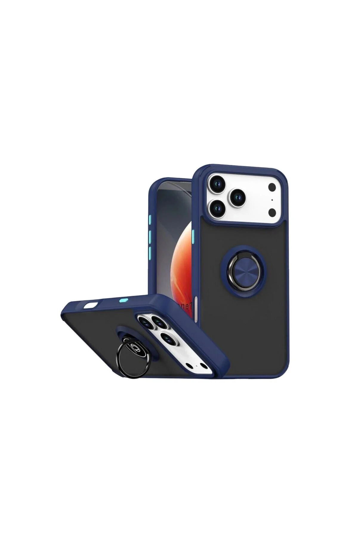 Apple İphone 17 Pro Montreal Yüzüklü Silikon Kapak - Lacivert