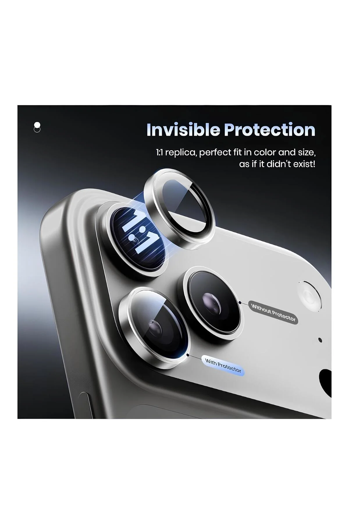 Apple iPhone 17 Pro Metal Çerçeveli Kamera Koruma Lensi Gümüş