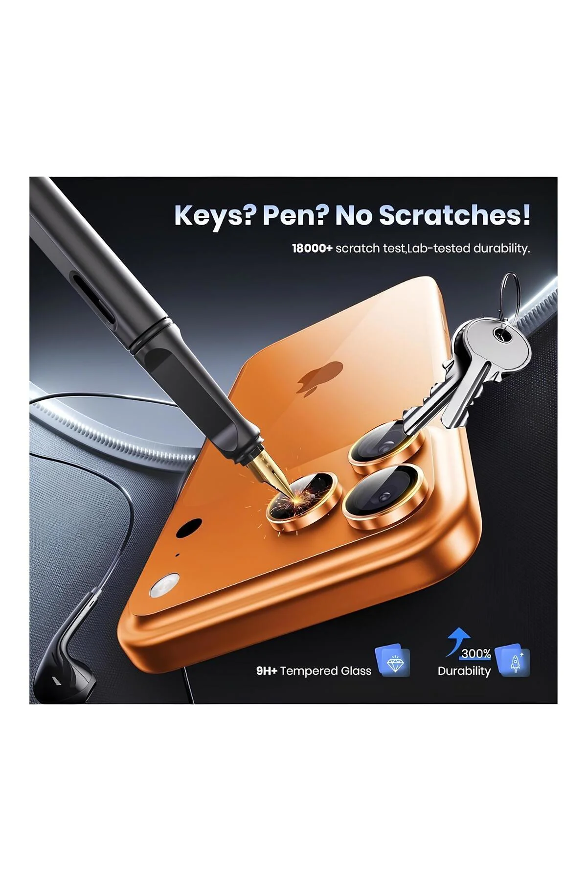 Apple iPhone 17 Pro Max Metal Çerçeveli Kamera Koruma Lensi Abis