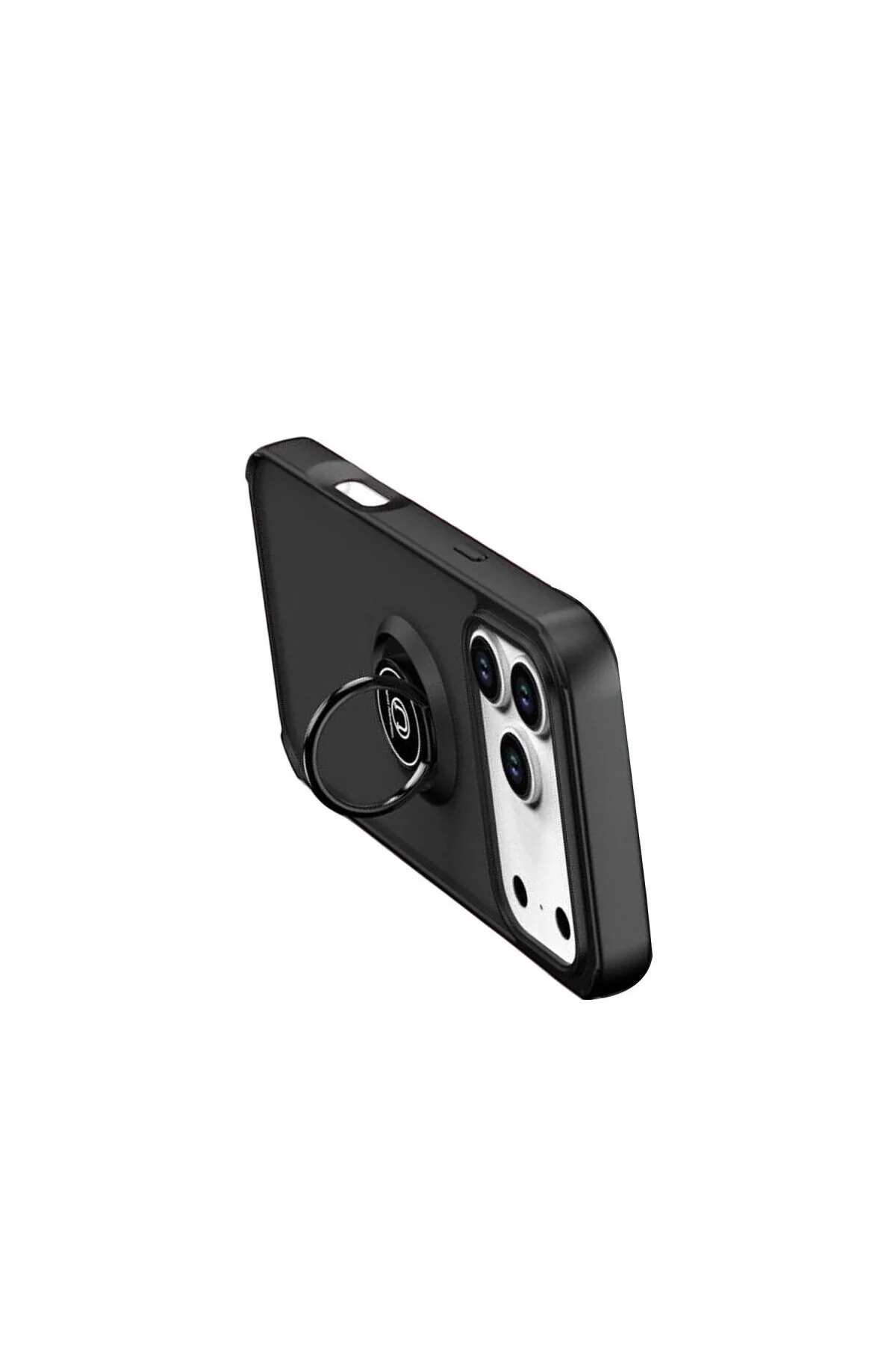 Apple İphone 17 Pro Montreal Yüzüklü Silikon Kapak - Siyah