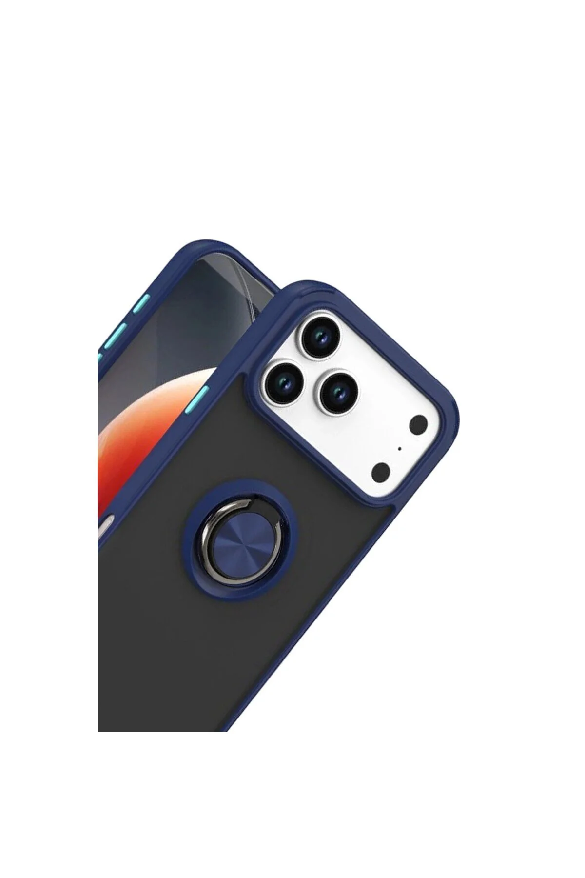 Apple İphone 17 Pro Montreal Yüzüklü Silikon Kapak - Lacivert