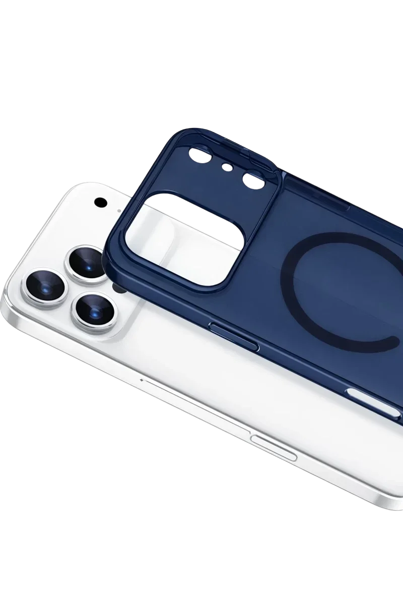 Apple iPhone 17 Pro Max Combo Sert Şeffaf Magsafe Kapak - Mavi