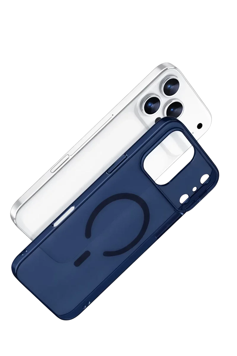 Apple iPhone 17 Pro Max Combo Sert Şeffaf Magsafe Kapak - Mavi