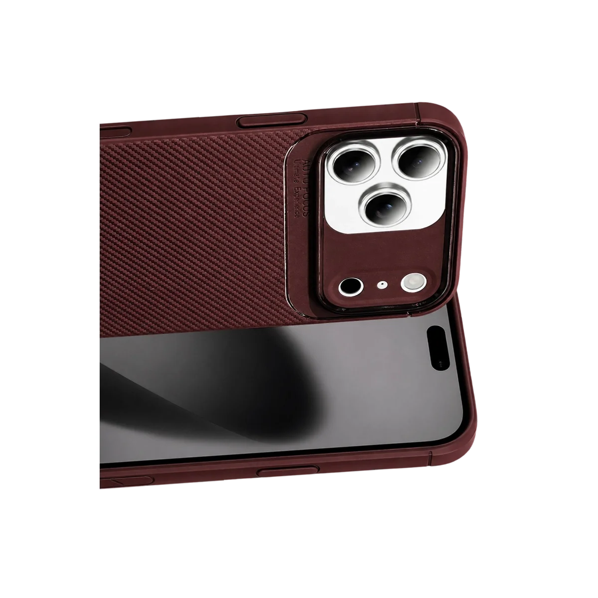 Apple İphone 17 Pro Max Auto Focus Karbon Kapak - Bordo Apple İphone 17 Pro Max Auto Focus Karbon Kapak - Bordo
