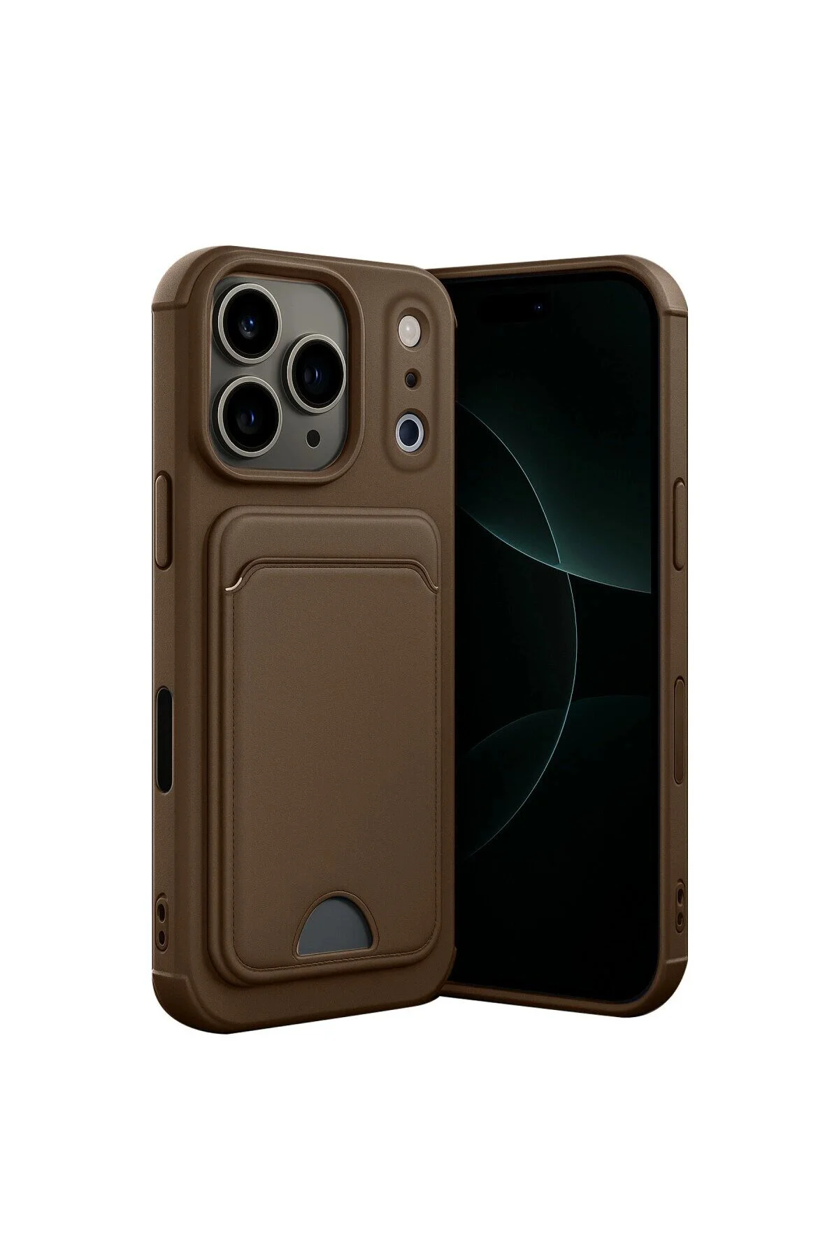 Apple İphone 17 Pro Max Kelvin Kartvizitli Silikon - Kahverengi