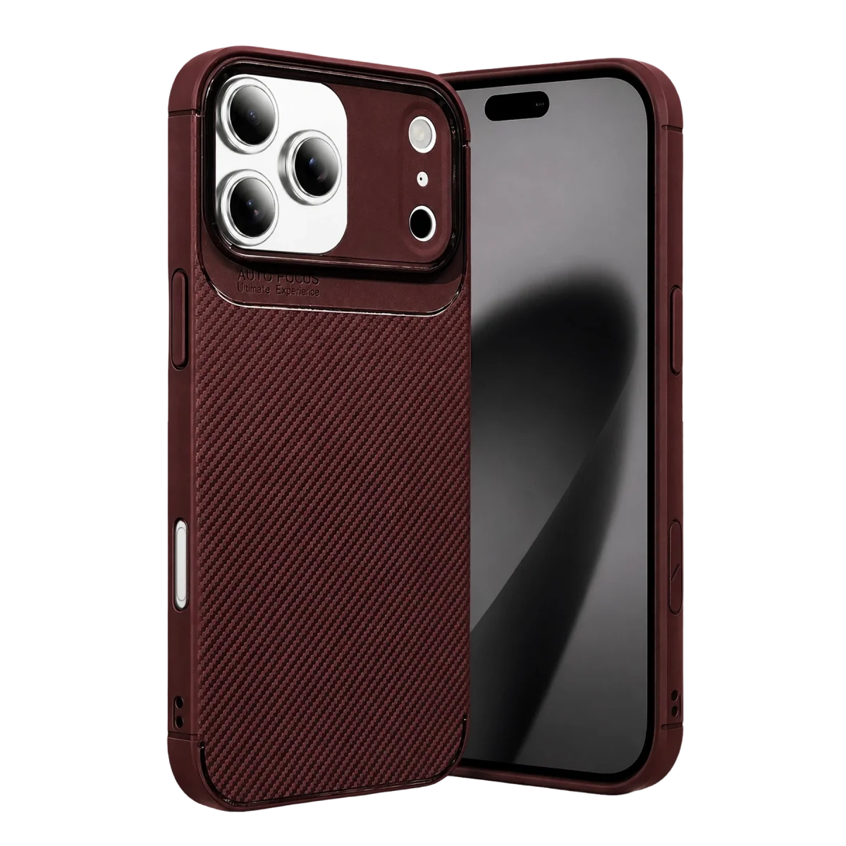 Apple İphone 17 Pro Max Auto Focus Karbon Kapak - Bordo Apple İphone 17 Pro Max Auto Focus Karbon Kapak - Bordo