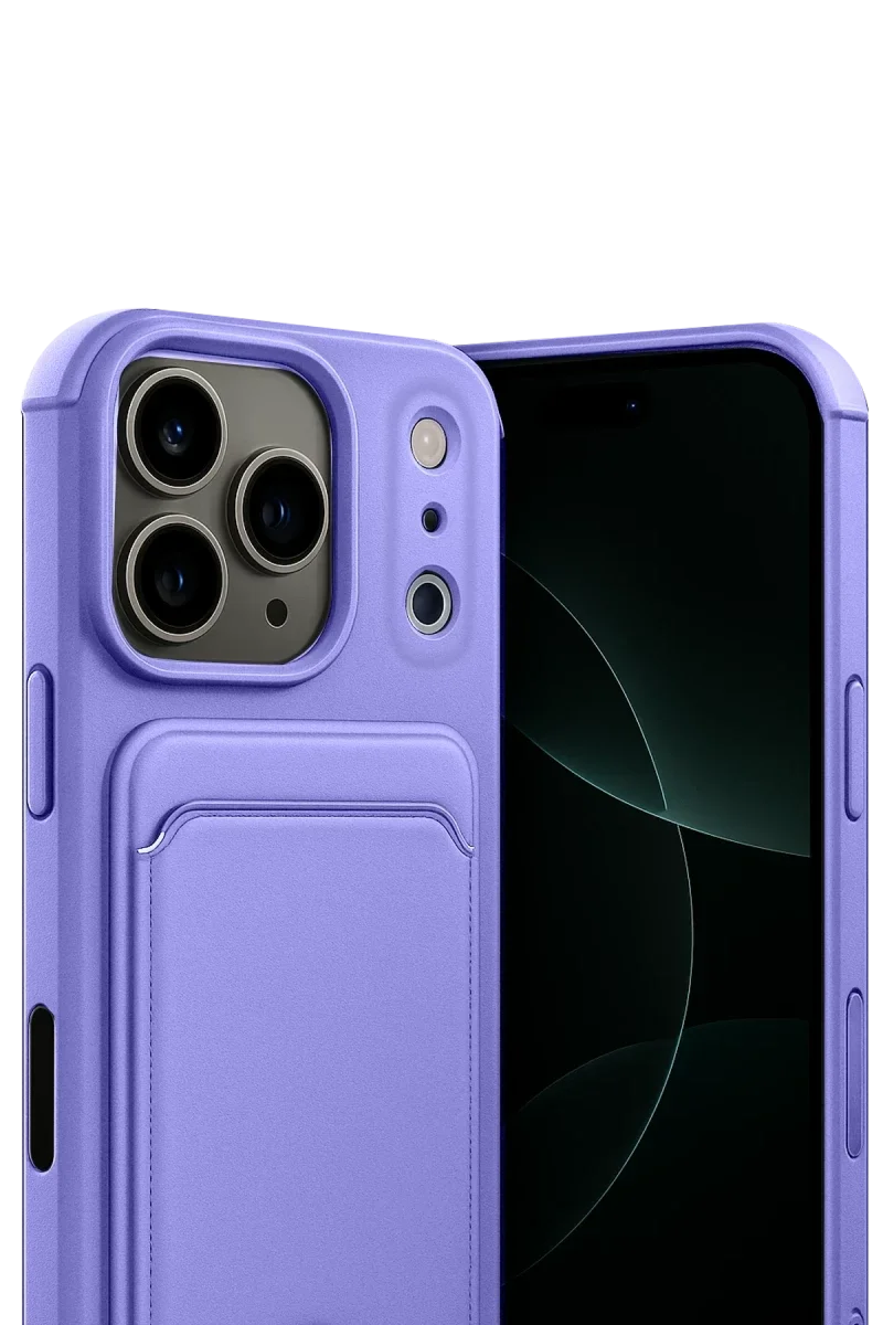 Apple iPhone 17 Pro Kelvin Kartvizitli Silikon - Lila Apple iPhone 17 Pro Kelvin Kartvizitli Silikon - Lila