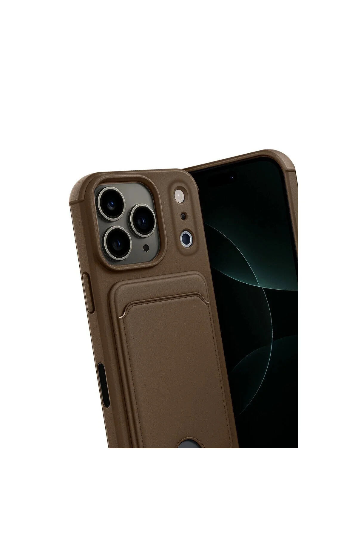 Apple İphone 17 Pro Max Kelvin Kartvizitli Silikon - Kahverengi