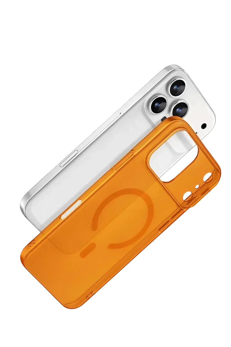 Apple iPhone 17 Pro Combo Sert Şeffaf Magsafe Kapak - Turuncu Apple iPhone 17 Pro Combo Sert Şeffaf Magsafe Kapak - Turuncu