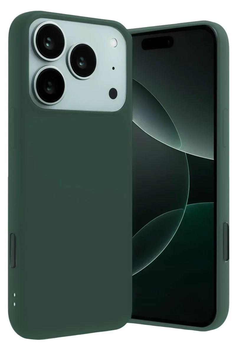 Apple iPhone 17 Pro Nano içi Kadife Silikon - Koyu Yeşil Apple iPhone 17 Pro Nano içi Kadife Silikon - Koyu Yeşil