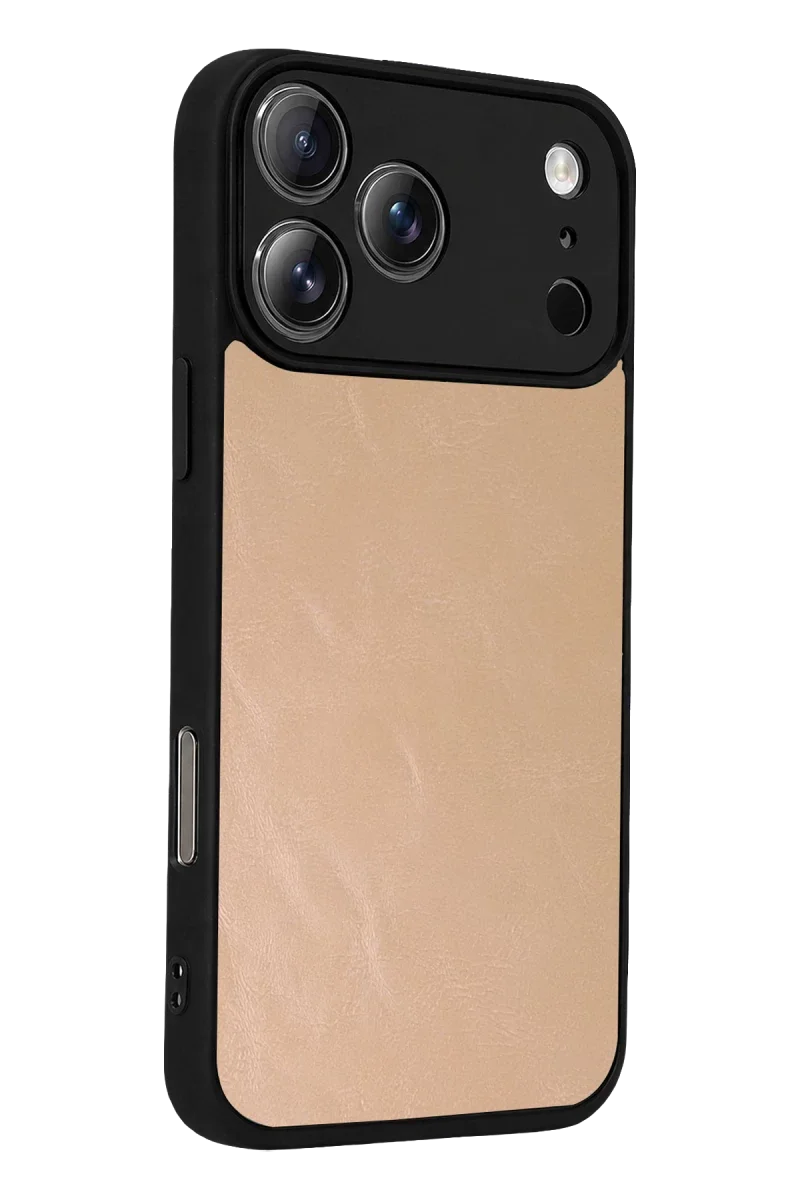 Apple iPhone 17 Pro Max Aras Deri Kapak - Pudra Apple iPhone 17 Pro Max Aras Deri Kapak - Pudra