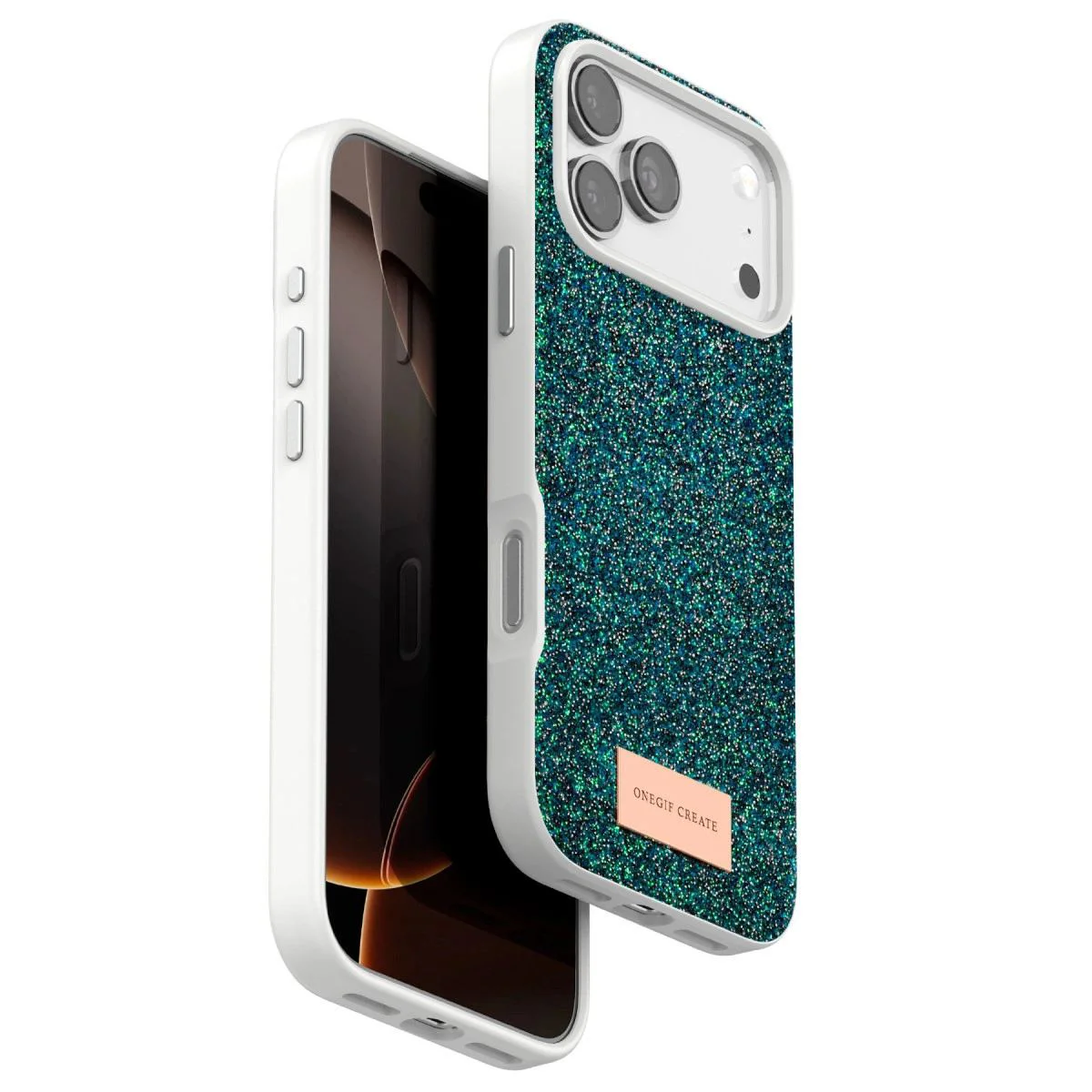 Apple iPhone 17 Pro ile Uyumlu Bright Simli Kapak - Koyu Yeşil
