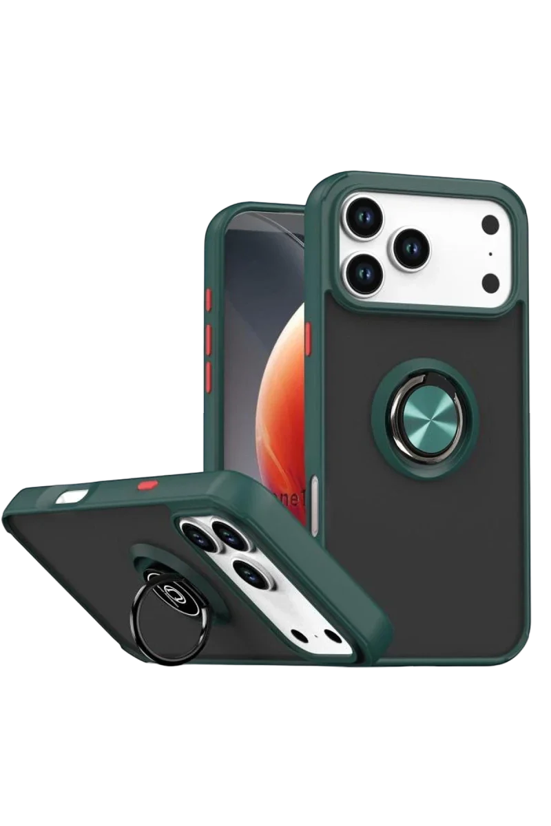 Apple iPhone 17 Pro Max Montreal Yüzüklü Silikon Kapak - Yeşil Apple iPhone 17 Pro Max Montreal Yüzüklü Silikon Kapak - Yeşil