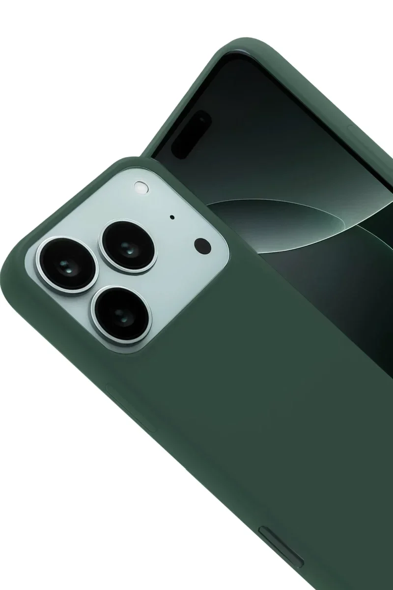 Apple iPhone 17 Pro Nano içi Kadife Silikon - Koyu Yeşil Apple iPhone 17 Pro Nano içi Kadife Silikon - Koyu Yeşil