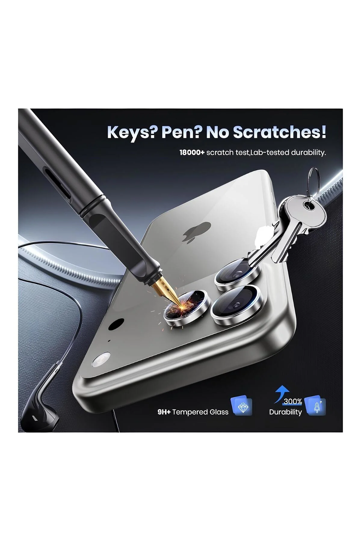 Apple iPhone 17 Pro Metal Çerçeveli Kamera Koruma Lensi Gümüş