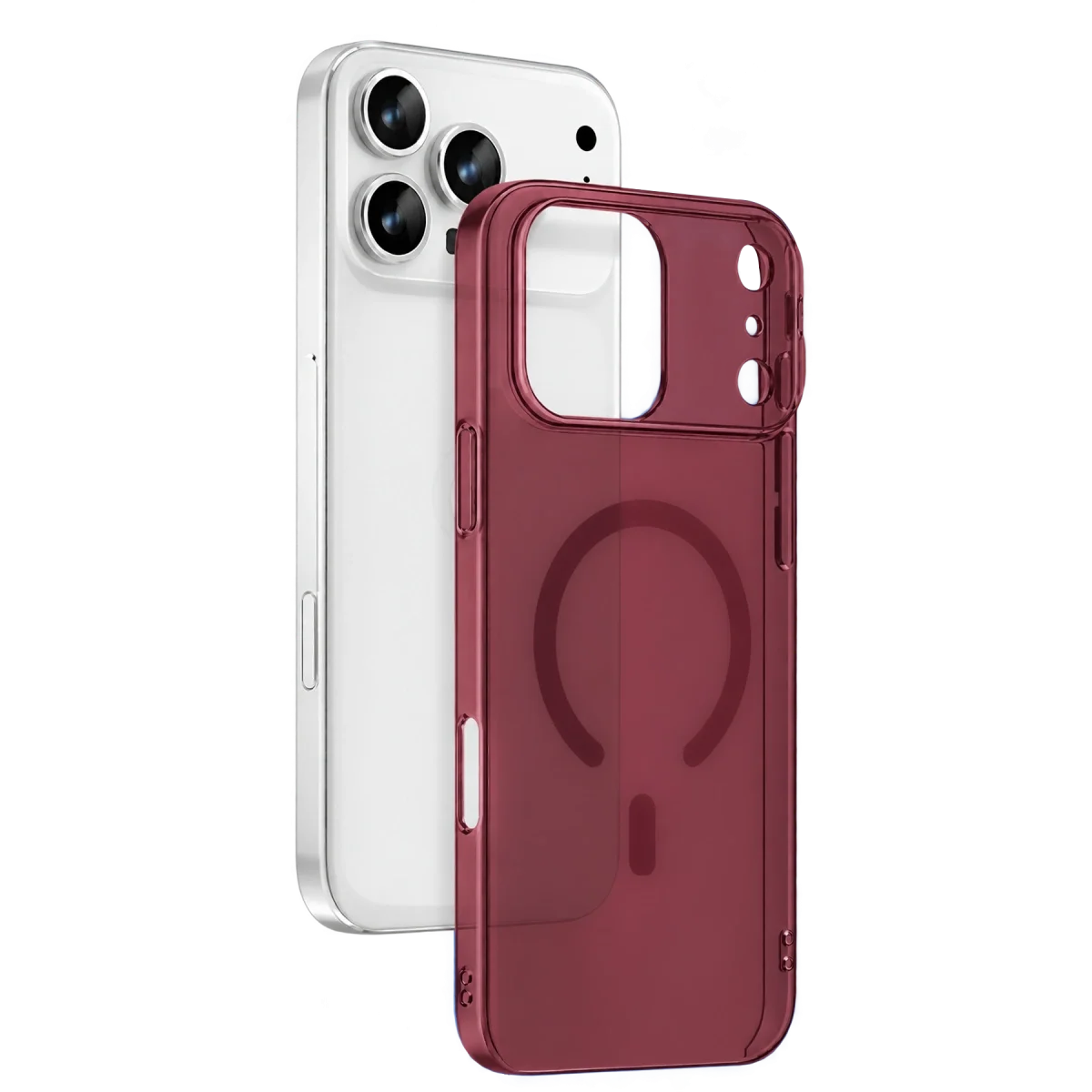 Apple İphone 18 Pro Max Combo Sert Şeffaf Magsafe Kapak - Bordo Apple İphone 18 Pro Max Combo Sert Şeffaf Magsafe Kapak - Bordo