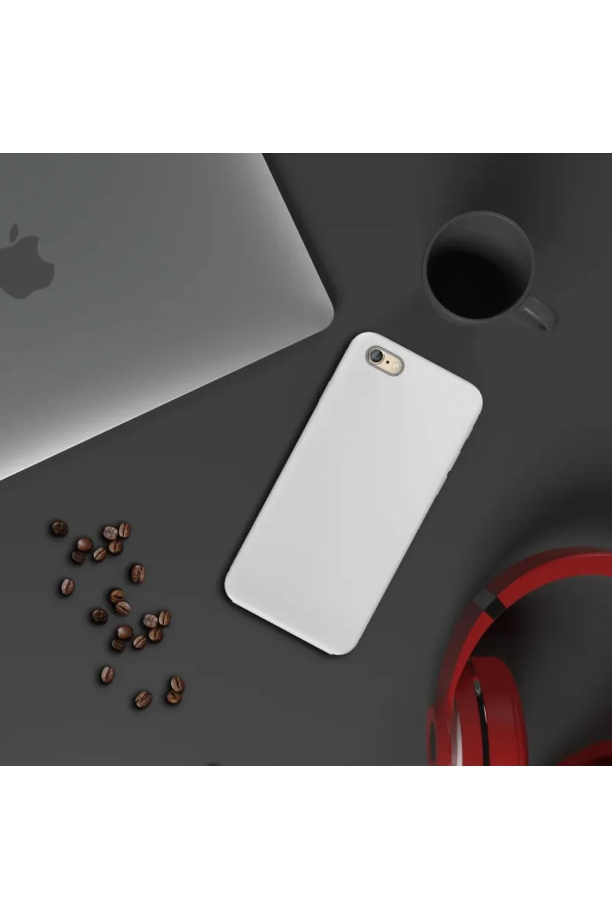 Apple iPhone 6 İnce Mat Silikon Kılıf Beyaz