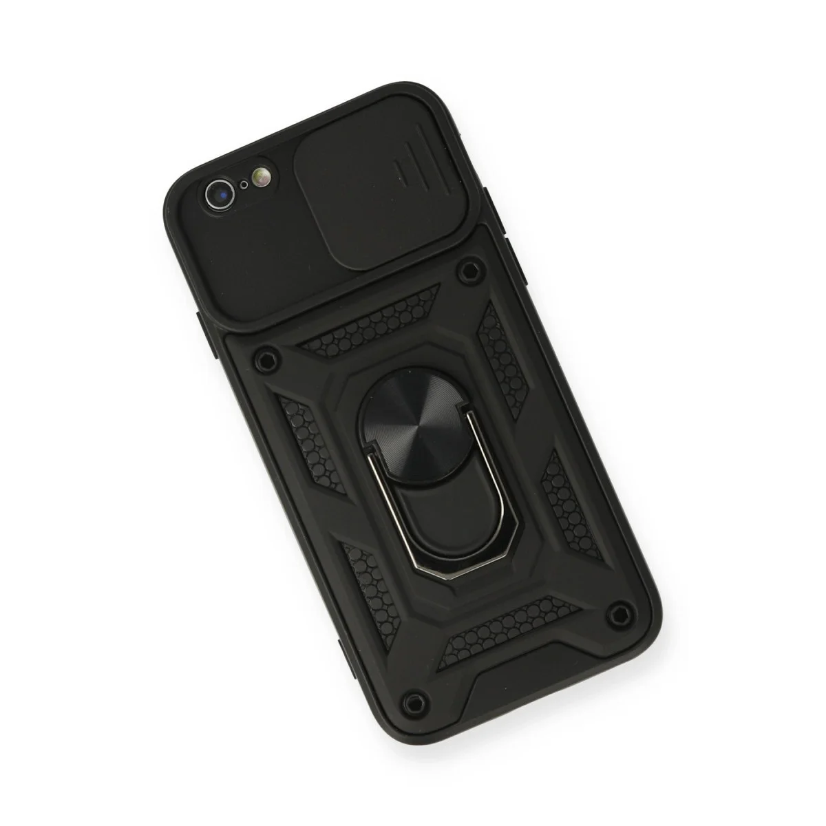 Apple İphone 6 Kılıf Pars Lens Yüzüklü Silikon - Siyah