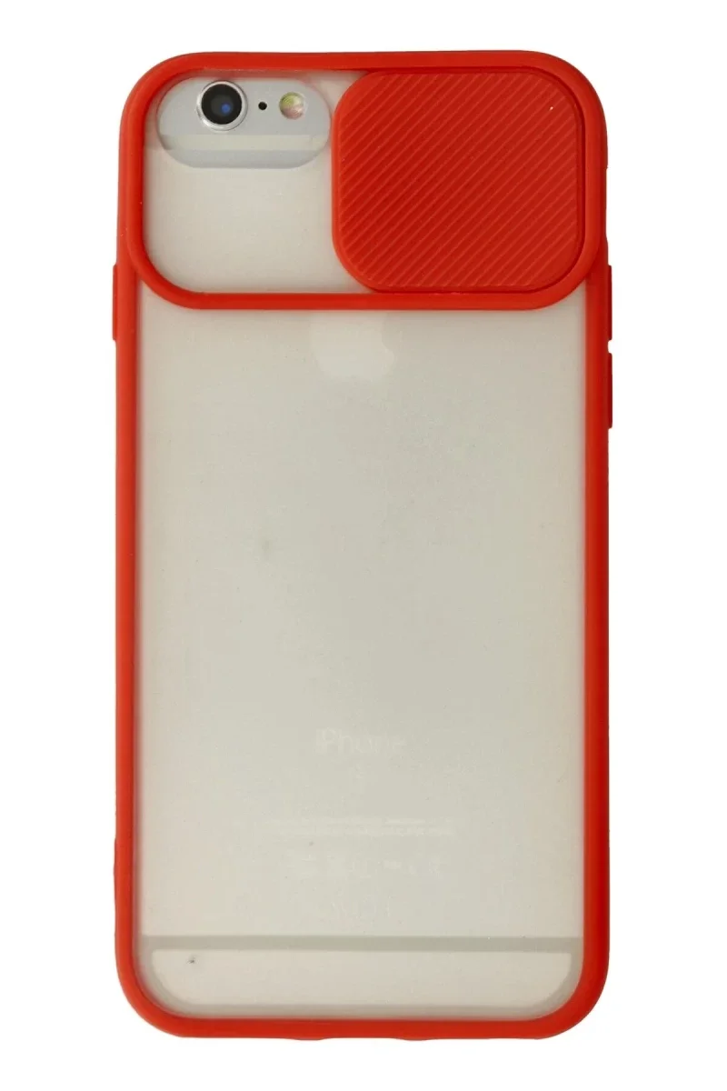Apple iPhone 6 Kılıf Palm Buzlu Kamera Sürgülü Silikon - Kırmızı