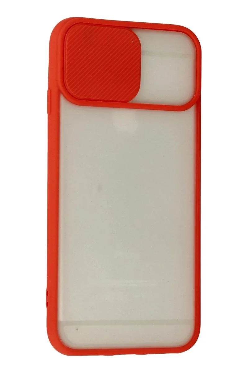 Apple iPhone 6 Kılıf Palm Buzlu Kamera Sürgülü Silikon - Kırmızı
