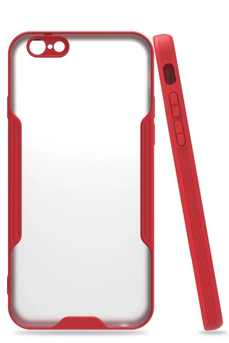Apple iPhone 6 Kılıf Platin Silikon - Kırmızı